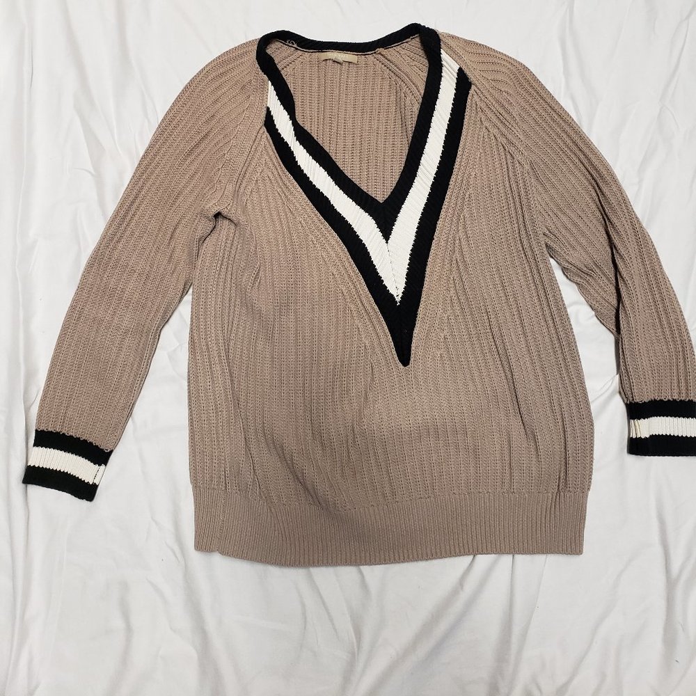 Joan Vass Studio 100% Cotton Baggy Knit V-Neck Sweater size small